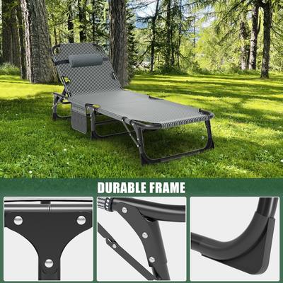 DoCred Camping Cot, Adjustable Reclining Folding Patio Chair Lounge - 75.2