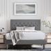 Linen Upholstered Adjustable Height Platform Bed with Button-Tufted Headboard