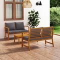 Anself 3 Piece Garden Set with Cushion Solid Acacia Wood