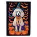 White Standard Poodle Witchy Halloween Garden Flag 11.25 in x 15.5 in