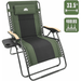 Coastrail Outdoor Oversized Zero Gravity Chair Wood Armrest Padded XXL Folding Patio Lounge Adjustable Recliner with Cup Holder & Side Table 400lbs Weight Capacity Greenï¼Œ2pcs