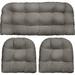 indoor outdoor 3 piece tufted wicker settee cushions 1 loveseat & 2 u-shape weather resistant - choose color (charcoal grey gray 2- 21 x21 1- 44 x22 ) 3 piece se