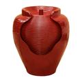 XBrand 17 Tall Round Red Vase Fountain w/ Ridges Waterfall Indoor- Outdoor Fountain Lawn and Garden Jar Fountain Pot Fountain