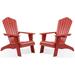 Efurden Adirondack Chair Set of 2 Oversized Poly Lumber Fire Pit Chair with Cup Holder Weather Resistant Patio Chairs for Garden (Red)