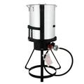 30 Qt Turkey Deep Fryer Fish Fryer Kit Aluminum Fish & Seafood Boiler Steamer with Gas Burner Stand Injector Thermometer Hose Ideal for Outdoor Fry Cooking Sliver