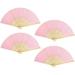 Pack Of 4 Handheld Paper And Bamboo Folding Fans For Wedding Party Church Festivals Home And DIY Decoration ()