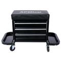 350-Pound Capacity Garage Glider Rolling Tool Chest Seatï¼ŒMechanics Roller Seat with 3 Drawers Rolling Tool Chest Garage Chair Toolbox on Wheels Mechanics Seat