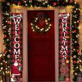 Welcome Christmas Banners Decorations Outdoor 12x72in Merry Christmas Door Porch Sign Banners Hanging Banners for Front Door Indoor Outdoor Decor