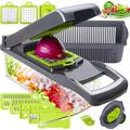 Vegetable Chopper Multifunctional 13-in-1 Food Choppers Onion Chopper Vegetable Slicer Cutter Dicer Veggie chopper with 8 Blades Colander Basket Container for Salad Potato Carrot Garlic
