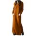 Diufon Womens Long Sweatshirt Dress Fall Winter Soft Long Sleeve Crew Neck Button Split Hem Dress with Pocket