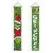 Yubatuo Green Monster Christmas Grinch Decorations Ornaments Christmas Banners Decorations Welcome Porch Sign Christmas Hanging Banners for Indoor Outside Front Door Living Room Kitchen Wall Party