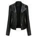 Pgeraug Womens Tops Leather Jackets Motorcycle Short Lightweight Pleather Crop Winter Coats for Women Black L