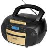 Restored Premium Jensen CD-550 Portable Boombox Stereo Home Audio Top-Loading CD/MP3 Cassette Player/Recorder Digital Tuner AM/FM Radio (Black/Gold)- (Refurbished)