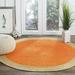 Avgari Creation Handmade Natural Jute Rug Round Area Rug Rug for Home Decor (9 Feet Round (108x108 Inches) Orange + Beige Border)