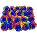 20Pcs Artificial Silk Rose Flower Heads No Stem Rainbow Roses Flowers-DIY Bridal Bouquet Flower Or DIY Any Home Garden Decoration Flower Arrangment (Head-Blue)