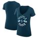 Women's G-III 4Her by Carl Banks Deep Sea Blue Seattle Kraken City Graphic V-Neck Fitted T-Shirt