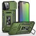 Military Grade Ring Holder Case with Camera Lens Cover for iPhone 15 Pro Max - Green