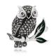 Gemondo Amethyst & Enamel & Marcasite 925 Sterling Silver Owl Brooch