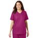 Plus Size Women's V-Neck Scrub Top by Comfort Choice in Raspberry (Size 2X)