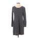 Ann Taylor LOFT Outlet Casual Dress - Shift Scoop Neck 3/4 sleeves: Gray Print Dresses - Women's Size Small