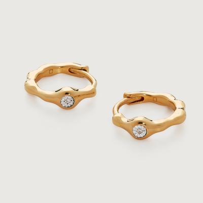 Gold Siren Diamond Huggie Earrings Diamond