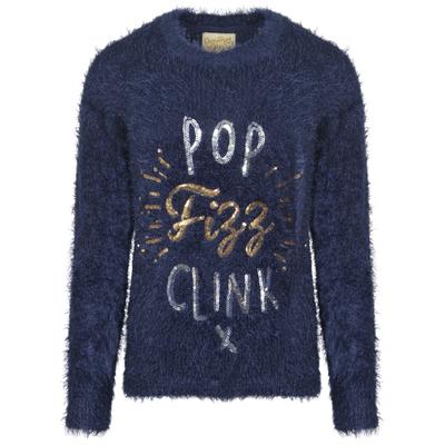 Jumpers Womens Lx Fizz Slogan Fluffy Knit Jumper in Dress Blues - Christmas Wishes / S - Tokyo Laundry