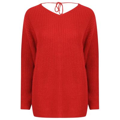 Jumpers Tiah Twist Back Knitted Jumper in Crimson / M - Tokyo Laundry