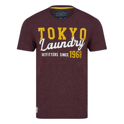 T-Shirts Within Motif Microstripe Cotton Jersey T-Shirt in Wine / S - Tokyo Laundry