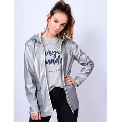 Coats / Jackets TL Seagull Hooded PU Coat in Matte Silver / 12 - Tokyo Laundry