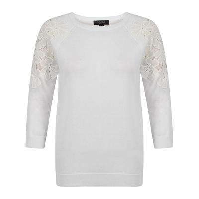 Jumpers Womens Flower Lace Applique Jumper in White / 10 - Tokyo Laundry