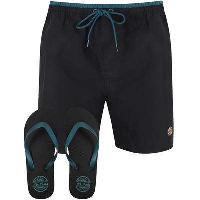 Swim Shorts Pembroke Swim Shorts In Jet Black With Free Matching Flip Flops - South Shore / M - Tokyo Laundry