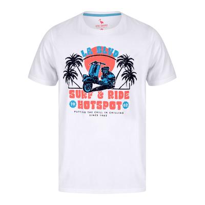 T-Shirts Surf & Ride Motif Cotton Jersey T-Shirt in Bright White - South Shore / S - Tokyo Laundry