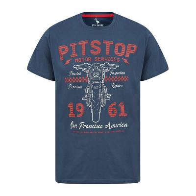 T-Shirts Pitstop Motif Cotton Jersey T-Shirt in Insignia Blue - South Shore / M - Tokyo Laundry