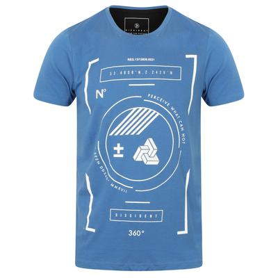 T-Shirts Circular Motif Cotton Crew Neck T-Shirt In Federal Blue - Dissident / S - Tokyo Laundry
