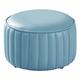 W&X Small Ottoman Accent For Living Room Bedroom,Comfy Resting Footstool Sofa Stool,Round Ottoman Footrest,Premium Leather Ottoman Foot Stool-Light blue 36x36x24cm(14x14x9inch)