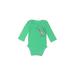 Carter's Long Sleeve Onesie: Green Bottoms - Size 3 Month