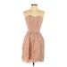 Rebecca Taylor Cocktail Dress - Mini Strapless Sleeveless: Tan Dresses - New - Women's Size 4