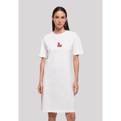 Shirtkleid F4NT4STIC "Ente Magenta", Damen, Gr. L, weiß, Obermaterial: 100% Baumwolle, casual, oversize, Rundhals, Kurzarm ohne Bündchen, Kleider, Print Image