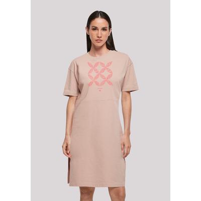 Shirtkleid F4NT4STIC "Blumenmuster Coral", Damen, Gr. L, rosa (duskrose), Obermaterial: 100% Baumwolle, casual, oversize, Rundhals, Kurzarm ohne Bündchen, Kleider, Print Image