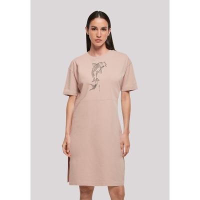 Shirtkleid F4NT4STIC "Koi Karpfen Asia", Damen, Gr. XS, rosa (duskrose), Obermaterial: 100% Baumwolle, casual, oversize, Rundhals, Kurzarm ohne Bündchen, Kleider, Print Image