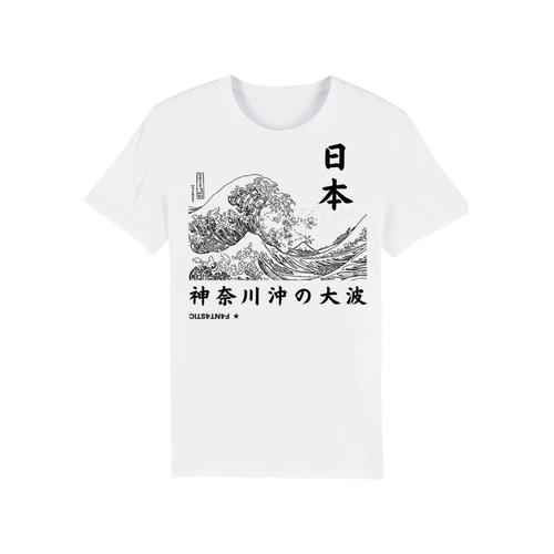 „T-Shirt F4NT4STIC „“Kanagawa Welle Japan““ Gr. L, weiß Herren Shirts Rundhalsshirts Print“