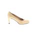 Stuart Weitzman Heels: Slip On Stilleto Cocktail Party Ivory Solid Shoes - Women's Size 7 1/2 - Round Toe