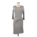 Amadi Casual Dress - Sheath Scoop Neck 3/4 sleeves: Gray Dresses - Women's Size Medium