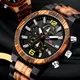 Montres en bois pour hommes montre en bois multifonctionnelle montre rétro à quartz montres de