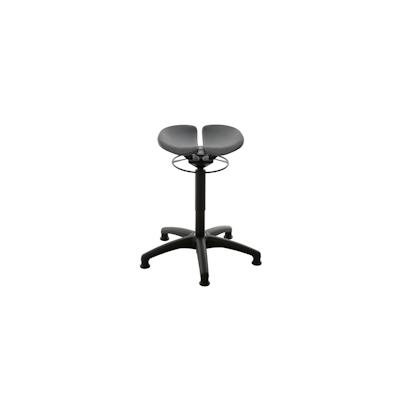 PROREGAL Zweiteiliger Hocker Kansas | Sitzhöhe 50-68cm | Ø 61cm | Tragfähigkeit 110kg | Kunststoff-Fußkreuz mit Gleiter | Schwarz/Schiefergrau Image