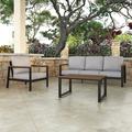 Birch Lane™ Townsend 3 Piece Sofa Seating Group w/ Sunbrella Cushions Plastic/Metal in Black/Brown | 29 H x 80 W x 33 D in | Outdoor Furniture | Wayfair