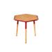 Paige 18 Inch Hexagon Illusion Wood Side Table, Brown, Red