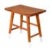 18 Inch Rectangular Acacia Wooden Side Table with Angled Legs, Warm Brown