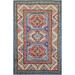 Geometric Blue Kazak Oriental Accent Rug Hand-Knotted Wool Carpet - 2'1"x 2'10"
