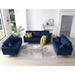 Luxurious Velvet Sectional Sofa Set with Handcrafted Tufting, 3 Piece Living Room Furniture Set with Reversible Back Pillows